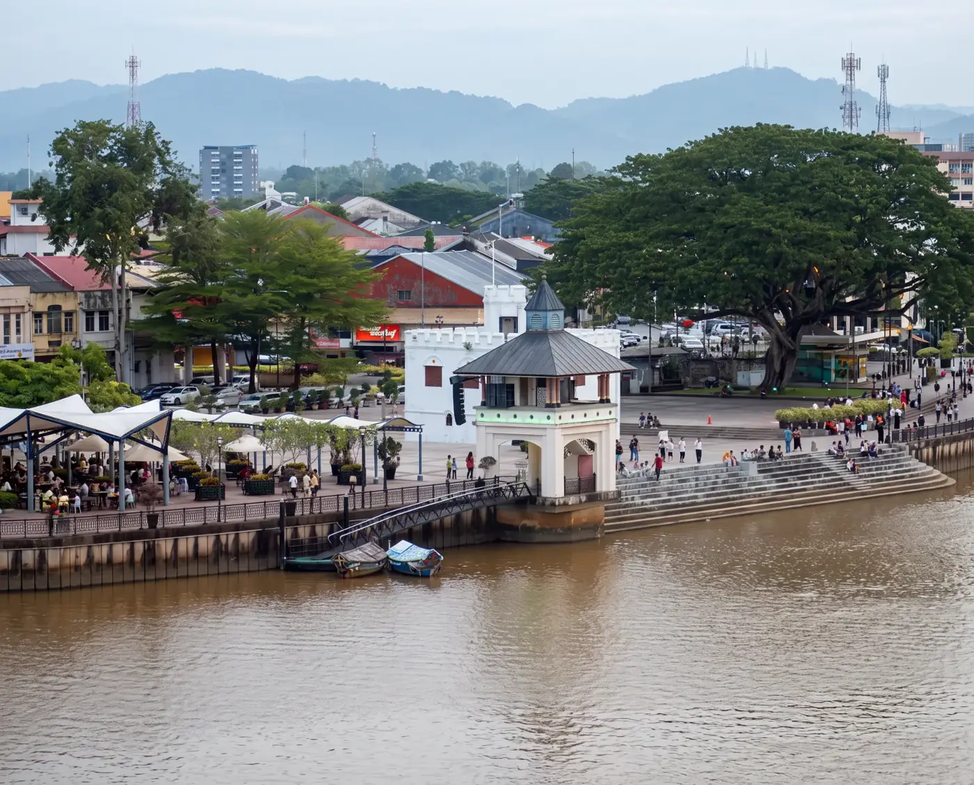 The Kuching waterfront on the Sarawak River